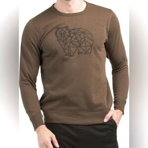 French Connection Brown Crewneck Sweater with Bear.  Fits like a large